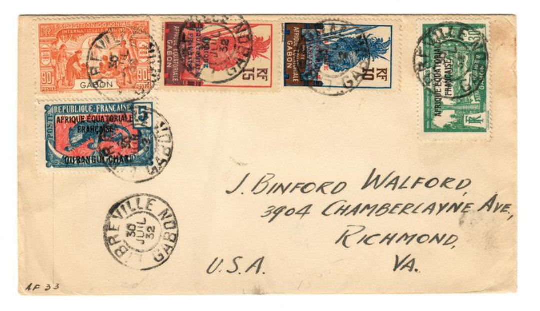 GABON 1932 Letter from Libreville to USA. - 37577 - PostalHist image 0
