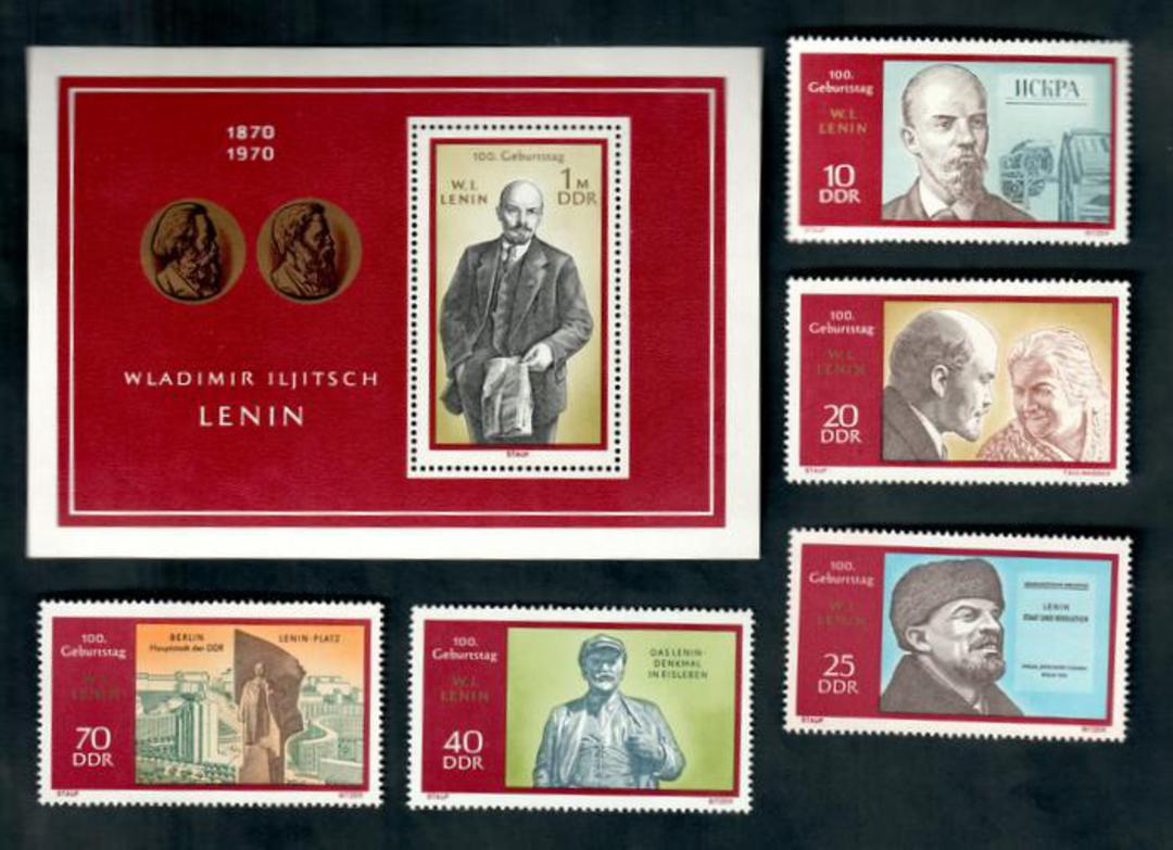 EAST GERMANY 1970 Centenary of the Birth of Lenin. Set of 5 and miniature sheet. - 52163 - UHM image 0