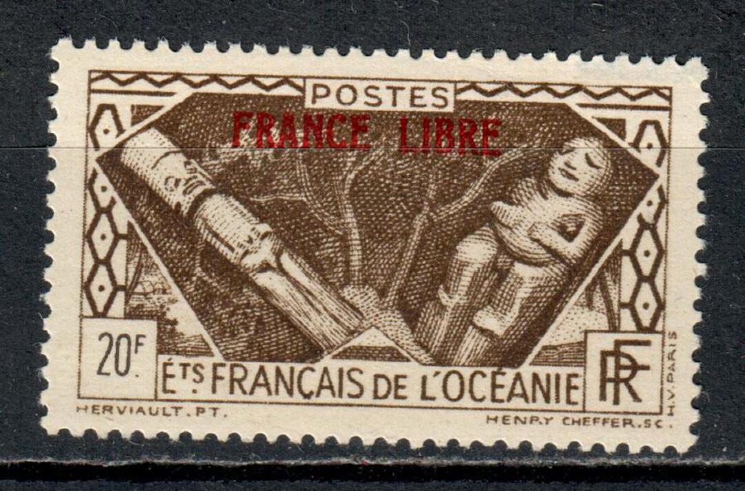 FRENCH OCEANIC SETTLEMENTS 1941 Definitive 20f Dark Brown surcharged " Frace Libre". - 72335 - LHM image 0
