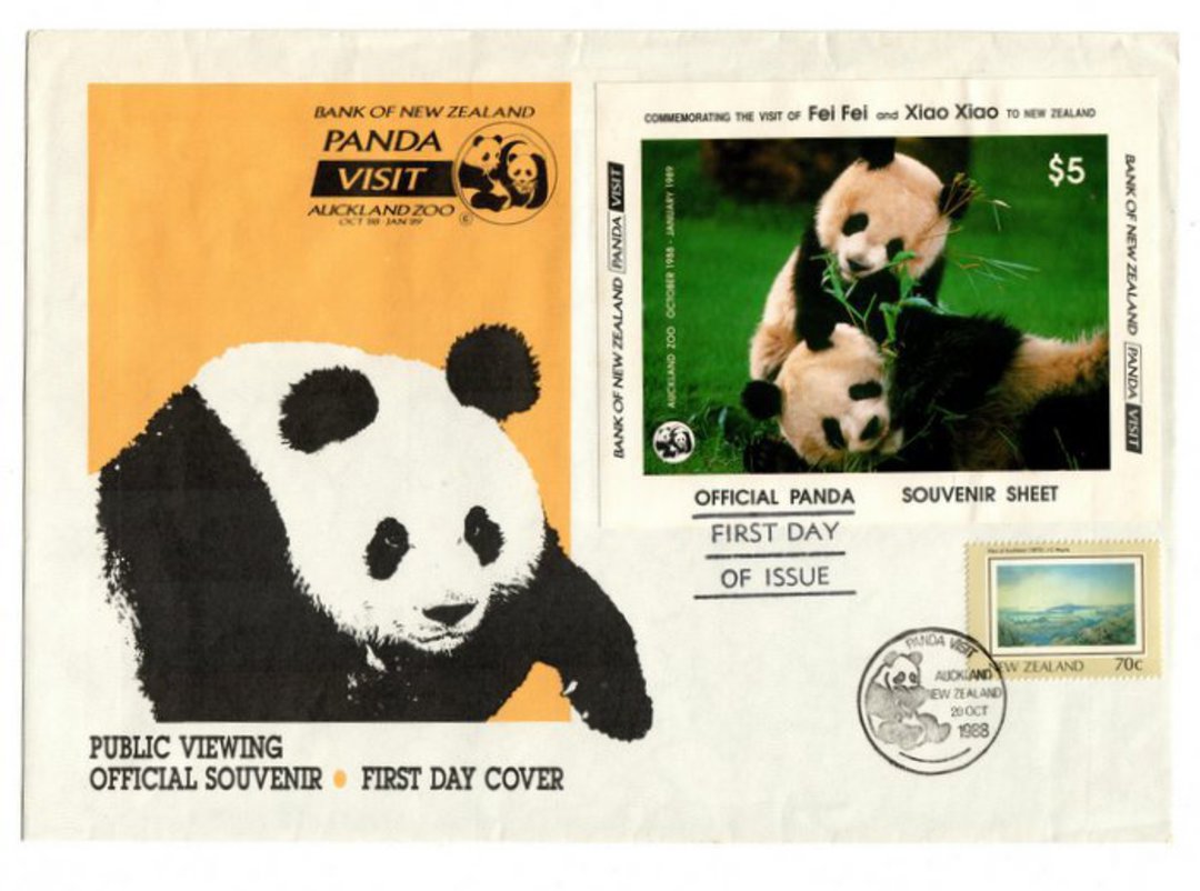 NEW ZEALAND 1988 Giant Panda Visit to New Zealand. 2 miniature sheets and one miniature sheet on cover. - 100754 - image 2