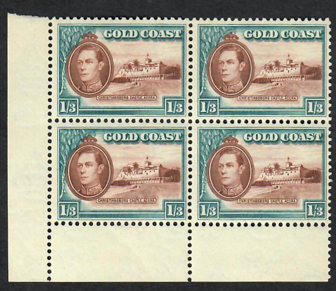 GOLD COAST 1938 Geo 6th Definitive 1/3d Brown and Turquoise-Blue. Block of 4. - 22471 - UHM image 0