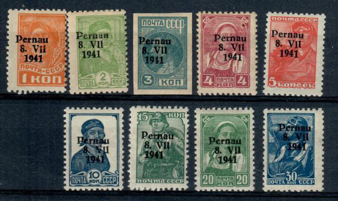 RUSSIA 1941 Overprint ""Pernau 8 July 1941. Set of 9. Unlisted. - 21349 - Mint image 0