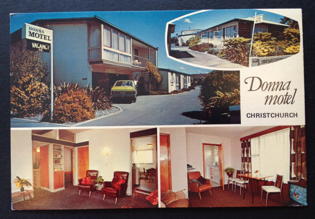 Modern Coloured Postcard by Logan of Donna Motel Christchurch. - 442166 - Postcard image 0