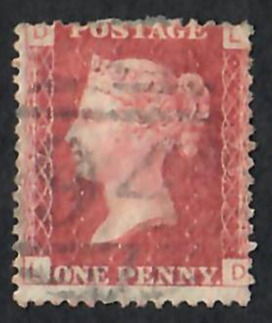 GREAT BRITAIN 1858 1d Red. Plate 73. Letters KTTK. Heavy cancel. - 70073 - Used image 0