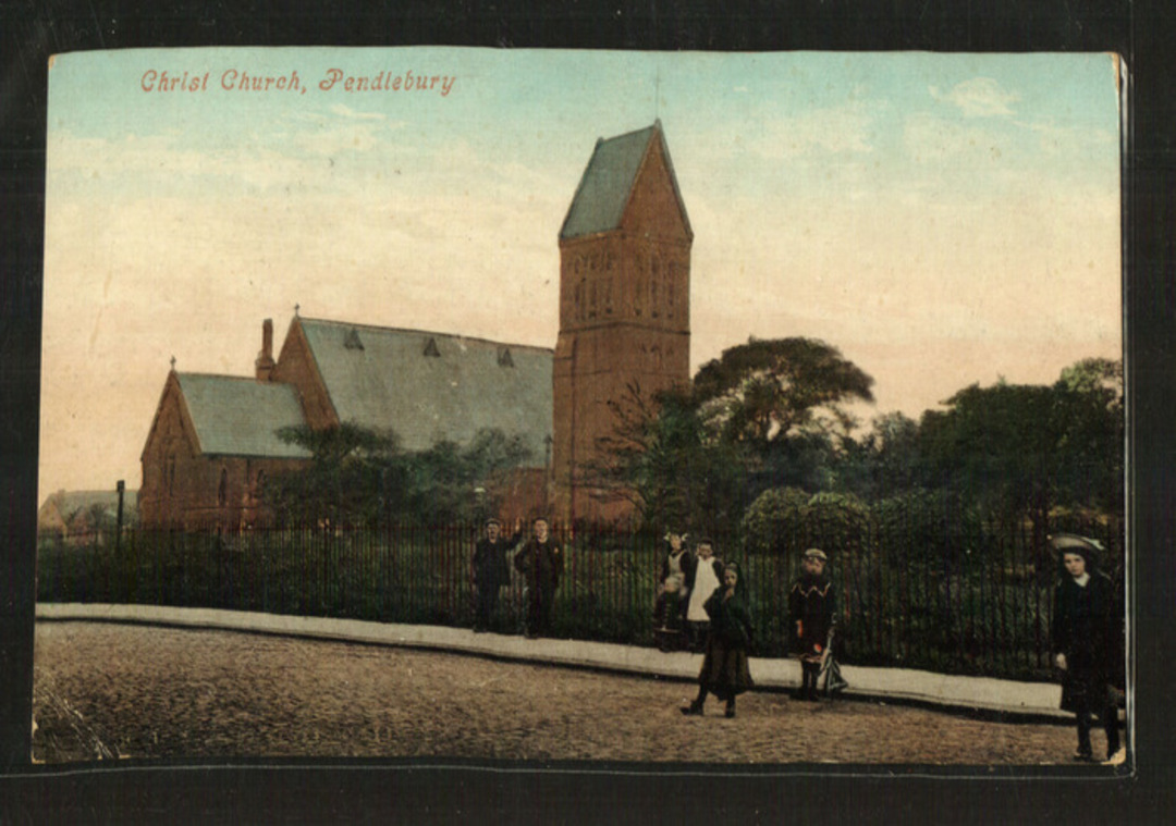 Early Undivided Coloured postcard of Christ Church Pendlebury. - 43059 - Postcard image 0