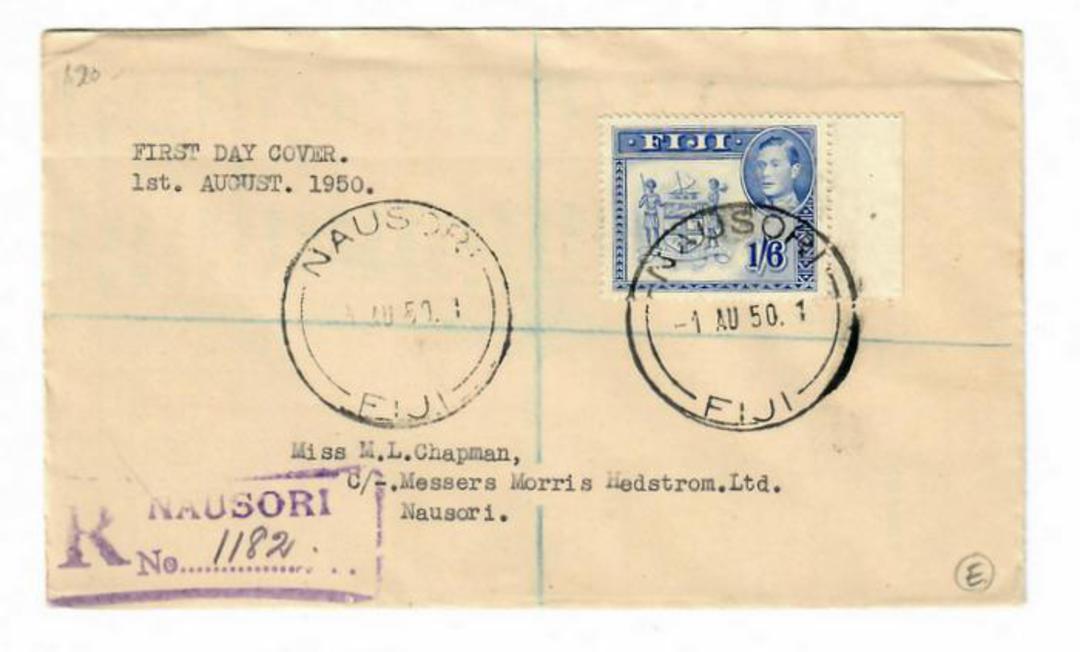 FIJI 1950 Geo 6th Definitive 1/6 on first day cover 1/8/50. - 30563 - FDC image 0