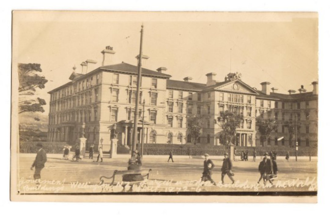 Real Photograph by Hardy of Government Buildings Lambton Quay Wellington. - 69836 - Postcard image 0