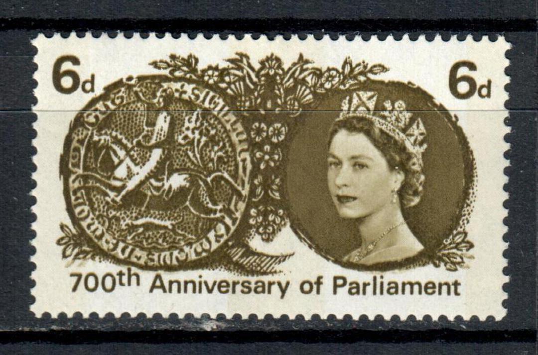 GREAT BRITAIN 1965 700th Anniversary of the Parliament of Simon de Mountfort 6d Olive-Green with phosphor bands. One the one sta image 0