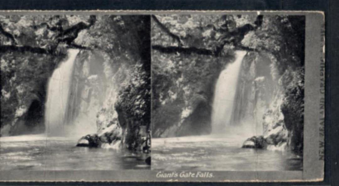 Stereo card New Zealand Graphic series of Giant's Gate Falls. - 140022 - Postcard image 0