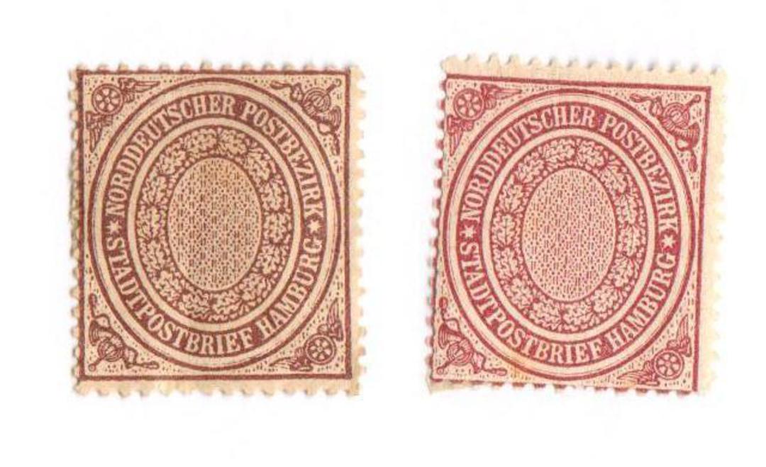 NORTH GERMAN CONFEDERATION Local Issue for Hamburg 1869 Definitive Perforated. Two two colour varieties. - 75508 - Mint image 0