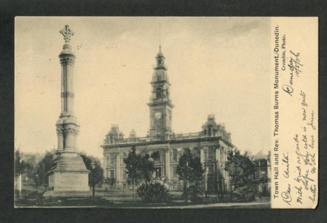 Early Undivided Postcard of Town Hall and Thomas Burns Memorial Dunedin. - 49230 - Postcard image 0