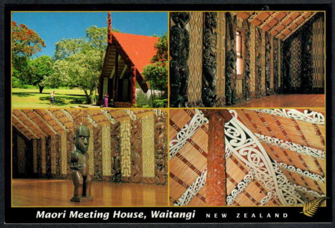 WAITANGI Maori Meeting House.  Modern Coloured Postcard by PPP. Montage. - 444762 - Postcard image 0