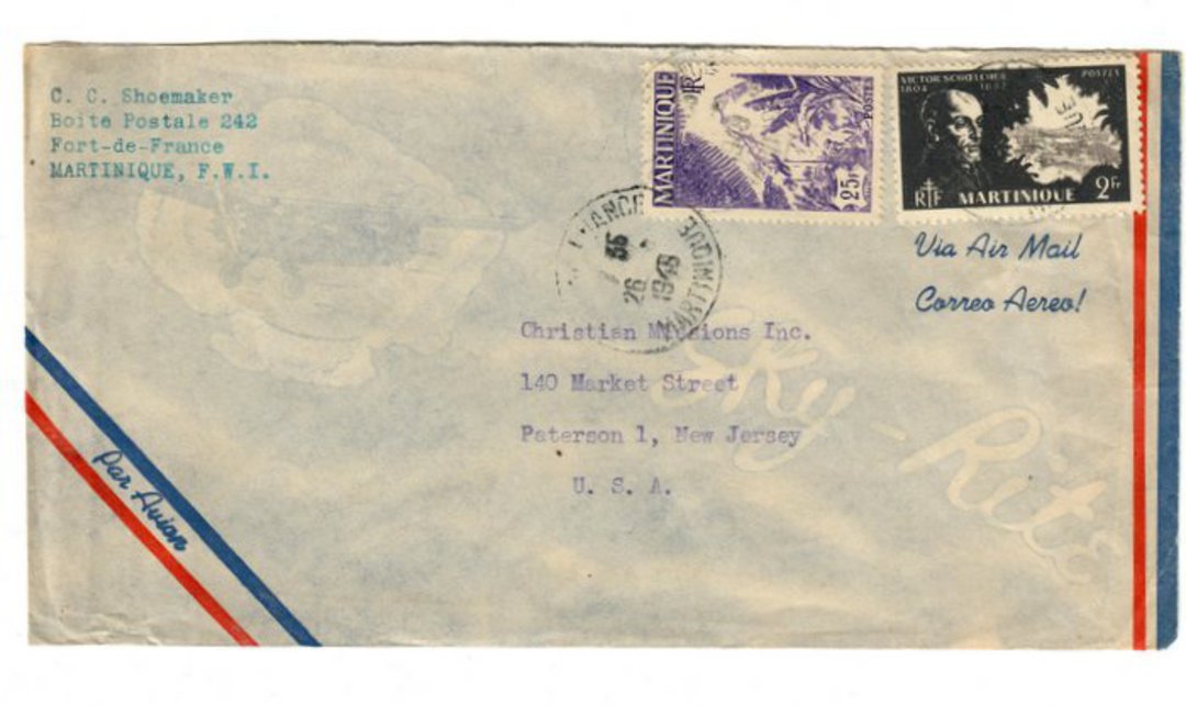 MARTINIQUE 1948 Airmail Letter from Fort de France to New Jersey. - 37814 - PostalHist image 0