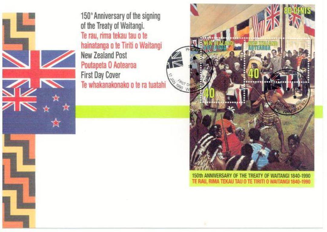 NEW ZEALAND 1990 Treaty of Waitangi. Miniature sheet on first day cover. - 520920 - FDC image 0