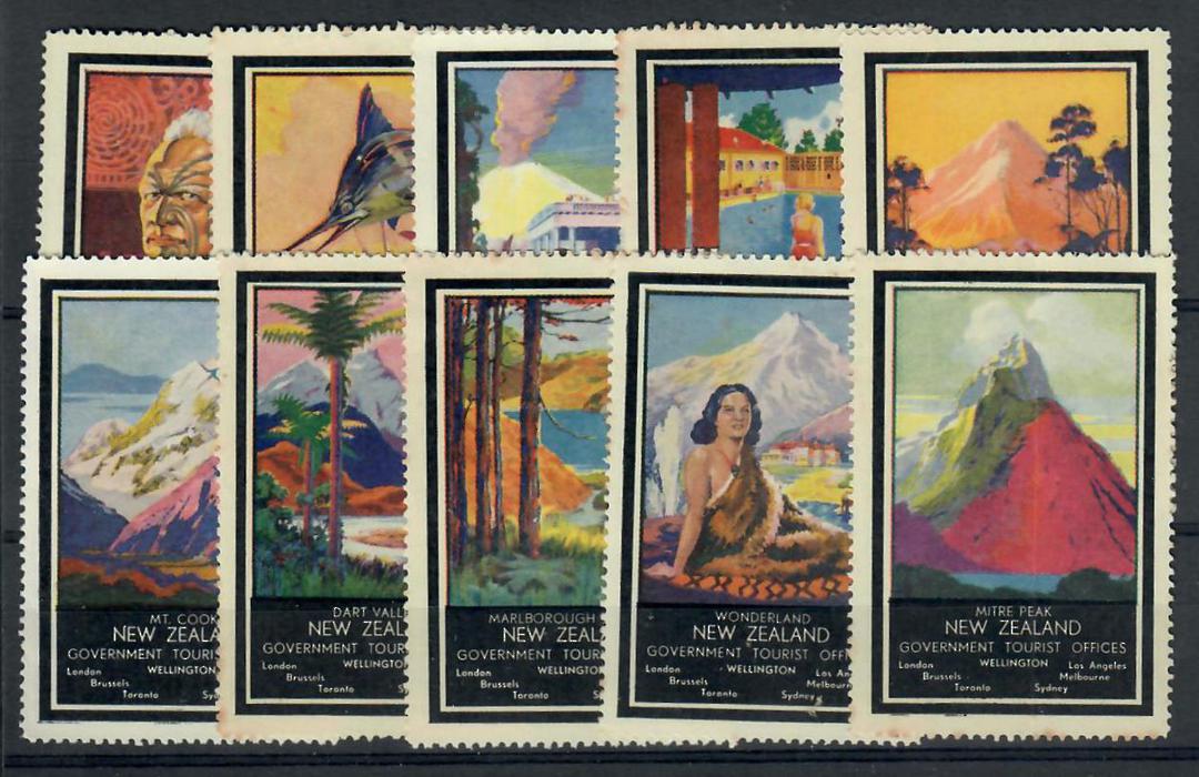 NEW ZEALAND 1937 New Zealand Government Tourist Offices. Set of 10. - 20610 - Cinderellas image 0