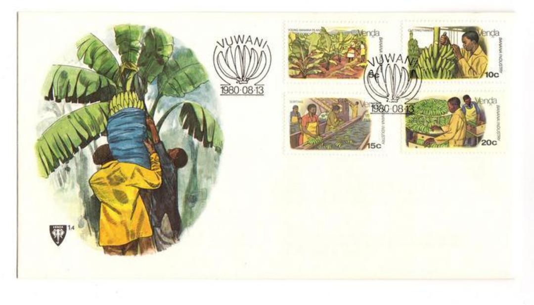 VENDA 1980 Banana Cultivation. Set of 4 on first day cover. - 137682 - FDC image 0