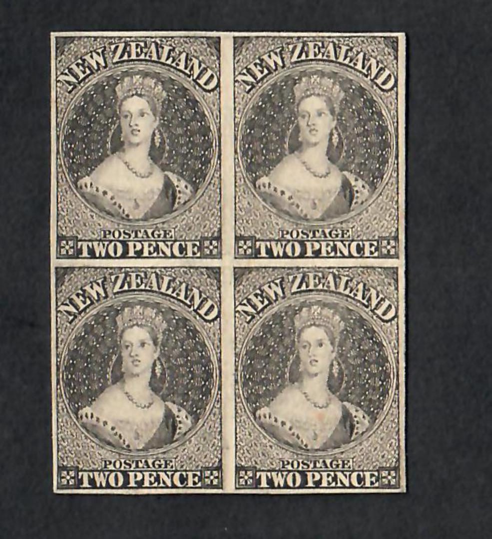 NEW ZEALAND 1855 Full Face Queen Proofs of the 2d in block of 4. - 70451 - Proof image 0