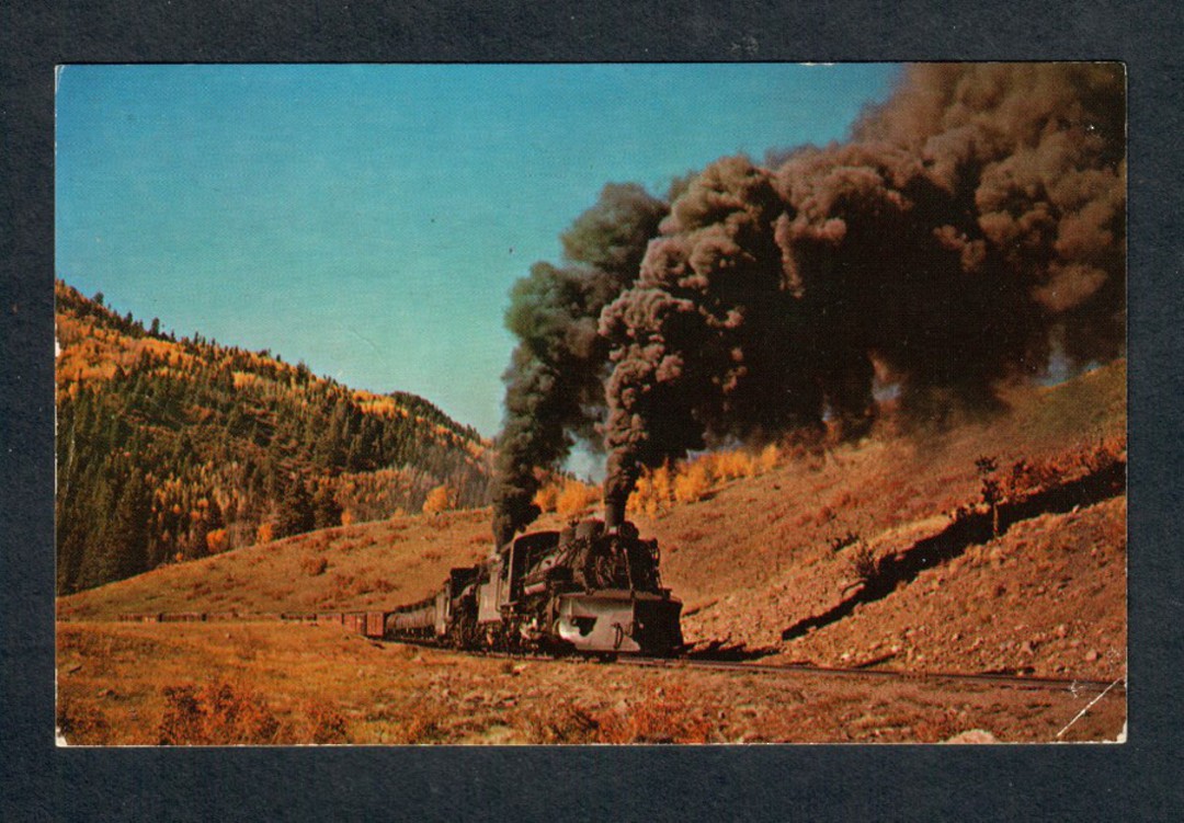 USA 1962 Coloured postcard of Rio Grande Narrow Guage #488 and #492. - 40555 - Postcard image 0