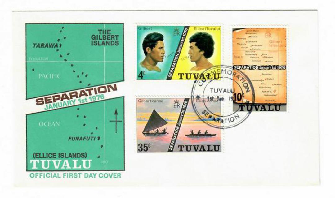 TUVALU 1976 Separation of the Islands. Set of 3 on first day cover. - 30535 - FDC image 0