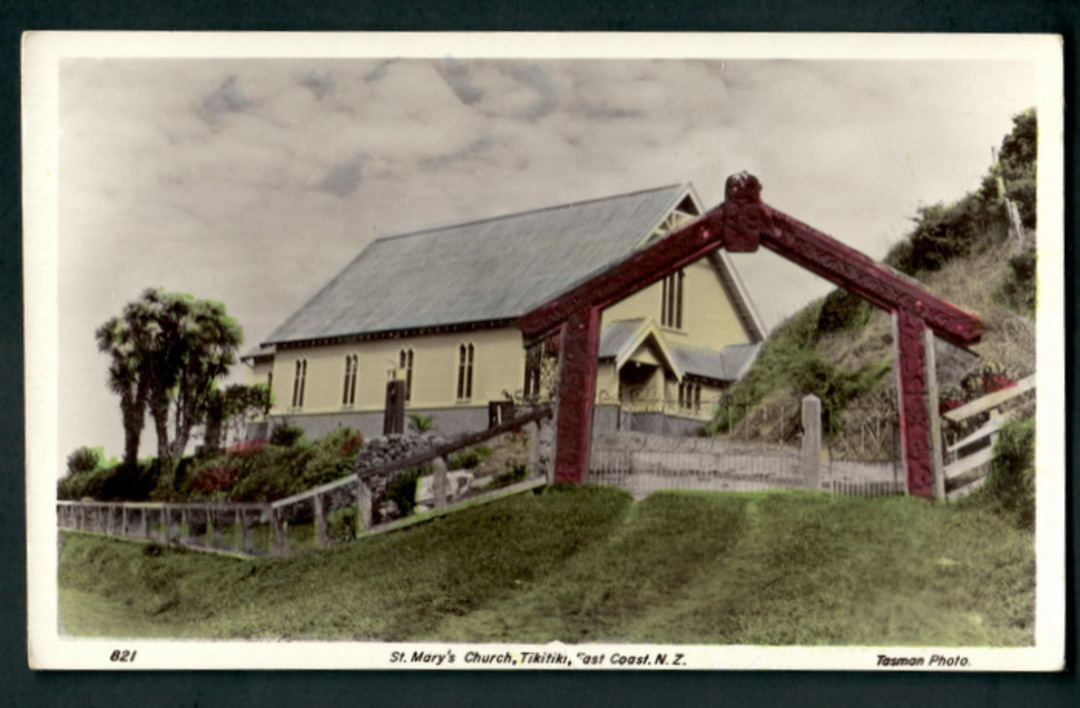 Coloured postcard Tasman Photos of St Mary's Church Tikitiki. - 48227 - Postcard image 0