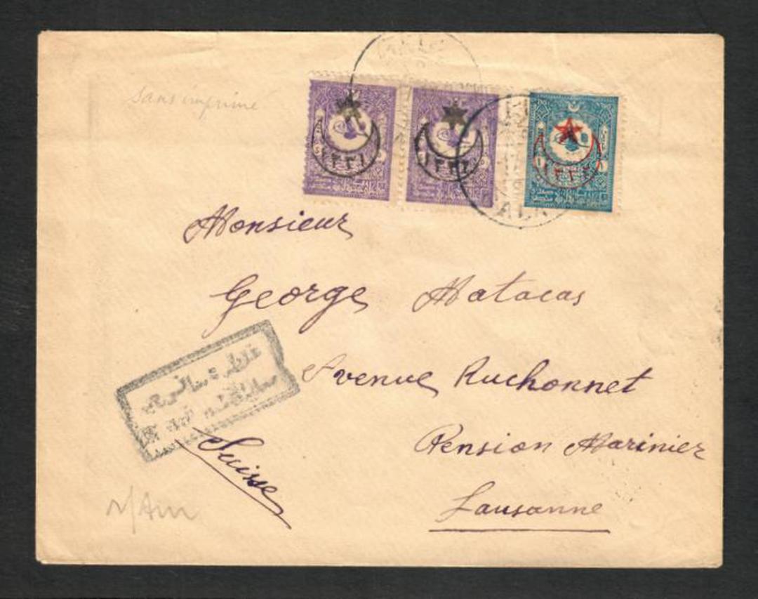 TURKEY 1917 Letter to Switzerland. From Constaninople (Postmark Stanboul). Censor cachet on the front. Backstamp Lausanne 11 Gar image 0