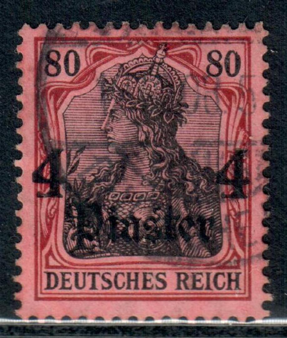 GERMAN Post Offices in the TURKISH EMPIRE 1905 Definitive 4pi on 80 pf Black and Carmine on Rose. - 9421 - Used image 0