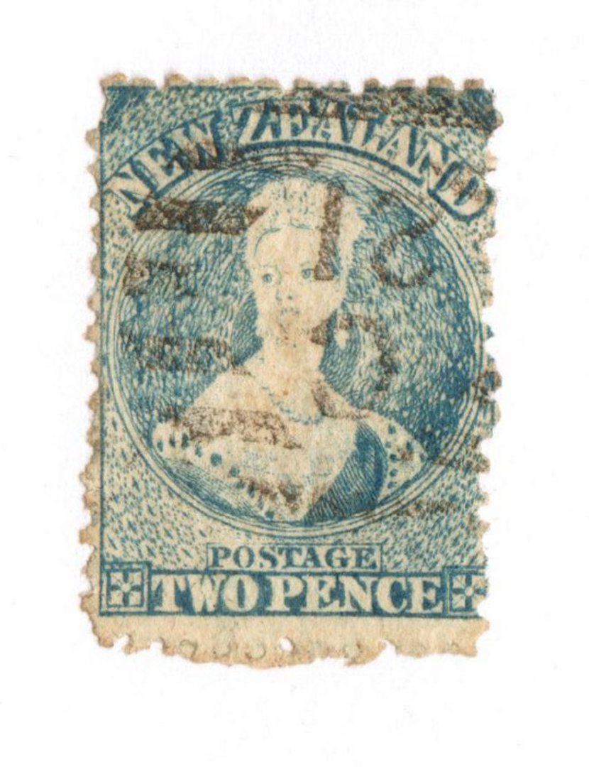 NEW ZEALAND 1862 Full Face Queen 2d Blue. Perf 12½. Row 20/3 variety. - 74037 - Used image 0