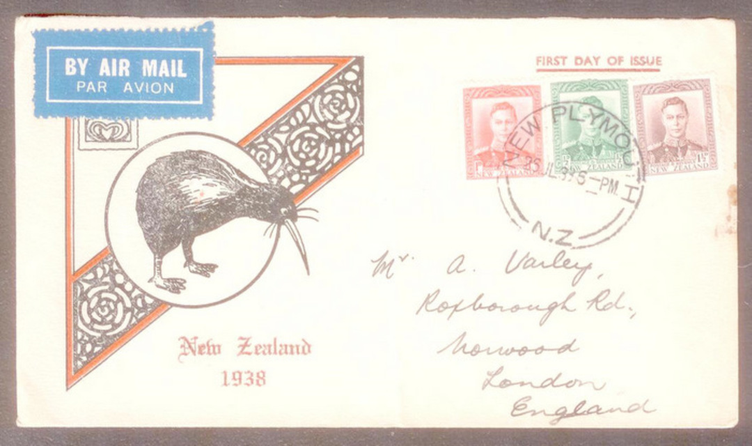 NEW ZEALAND 1935 Pictorial 1½d Brown on first day cover dated 25/7/38 at 5pm from New Plymouth. - 32509 - PostalHist image 0