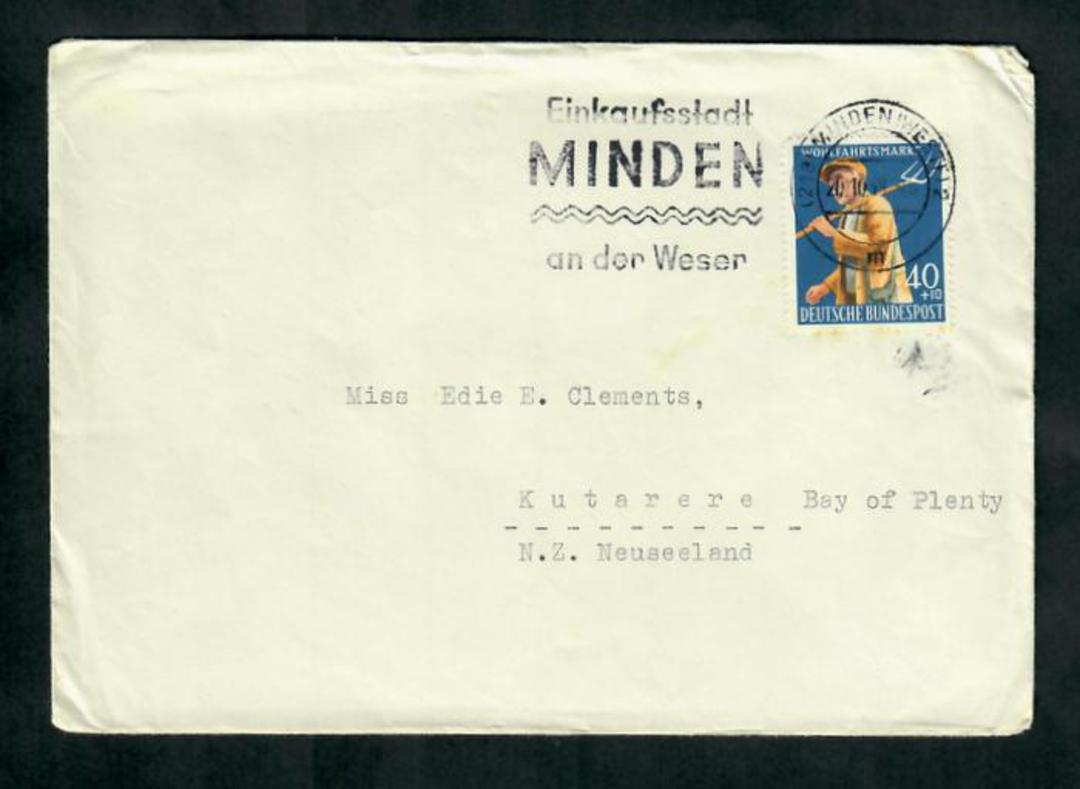 WEST GERMANY 1958 Letter to New Zealand with 40pf + 10pf Humanitarian Relief Fund. - 31346 - PostalHist image 0
