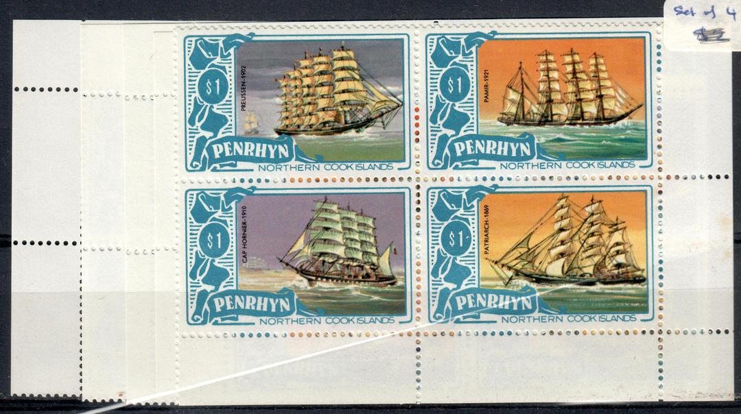 PENRHYN 1981 Ships. The middle values of the set from the 15c to the $1 in fine never hinged blocks. - 20780 - UHM image 0