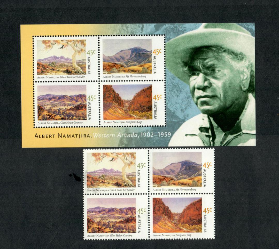 AUSTRALIA 2002 Centenary of the Birth of Albert Namatjira. Set of 4 and miniature sheet. - 19856 - UHM image 0