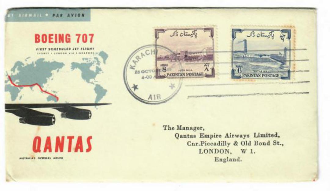 PAKISTAN 1959 Inauguration of Qantas Boeing Jet Service from Karachi to London. - 30117 - PostalHist image 0