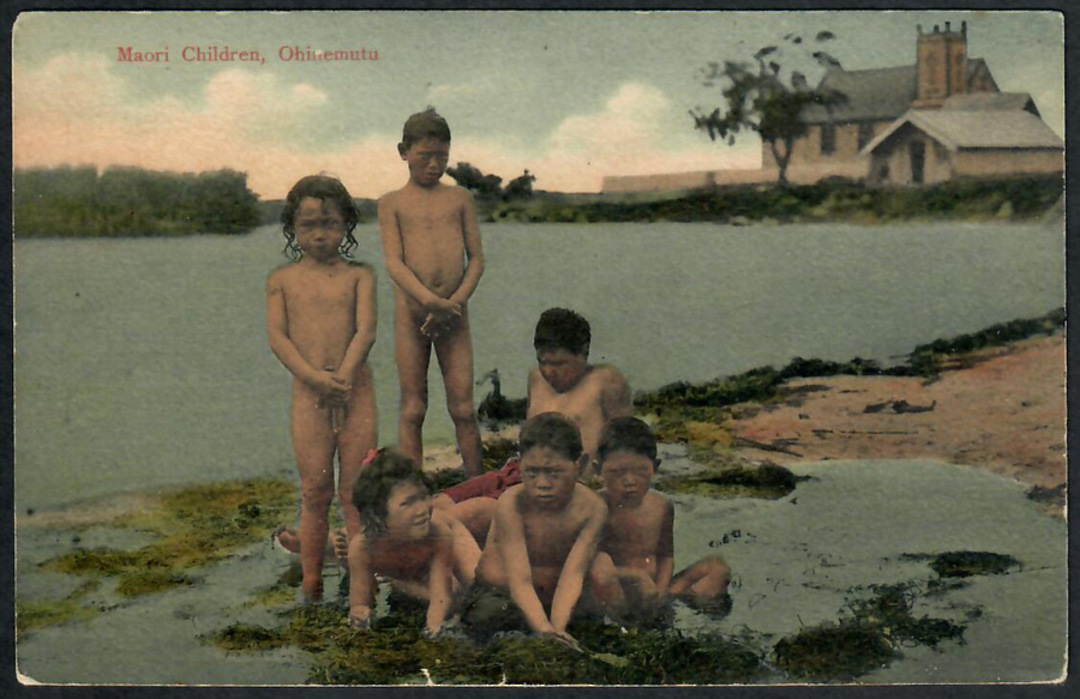 Coloured Postcard of Maori Children ohinemutu. - 49669 - Postcard image 0