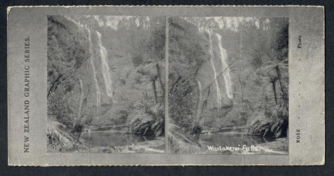 Stereo card New Zealand Graphic series of Waitakerei Falls. - 140088 - Postcard image 0