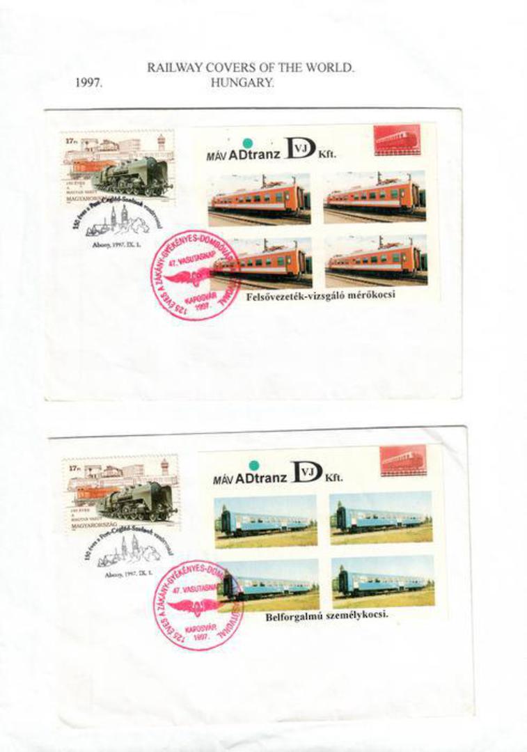 HUNGARY 1997 Mav Adtranz. Two covers with cinderella Miniature sheets. Quite stunning. - 56309 - PostalHist image 0