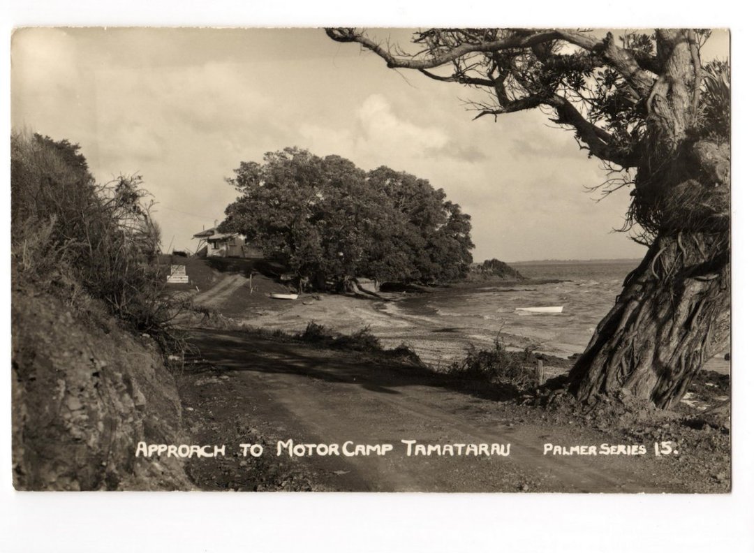 Real Photograph by T G Palmer & Son of the Approach to the Motor Camp Tamatarau. - 44837 - Postcard image 0