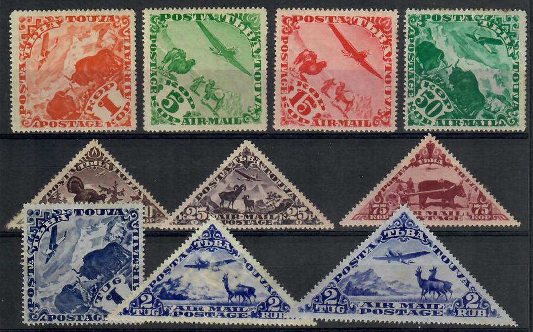 TUVA 1934 Air. Set of 9 plus the smaller size 2t Ultramarine. - 23828 - Mint image 0