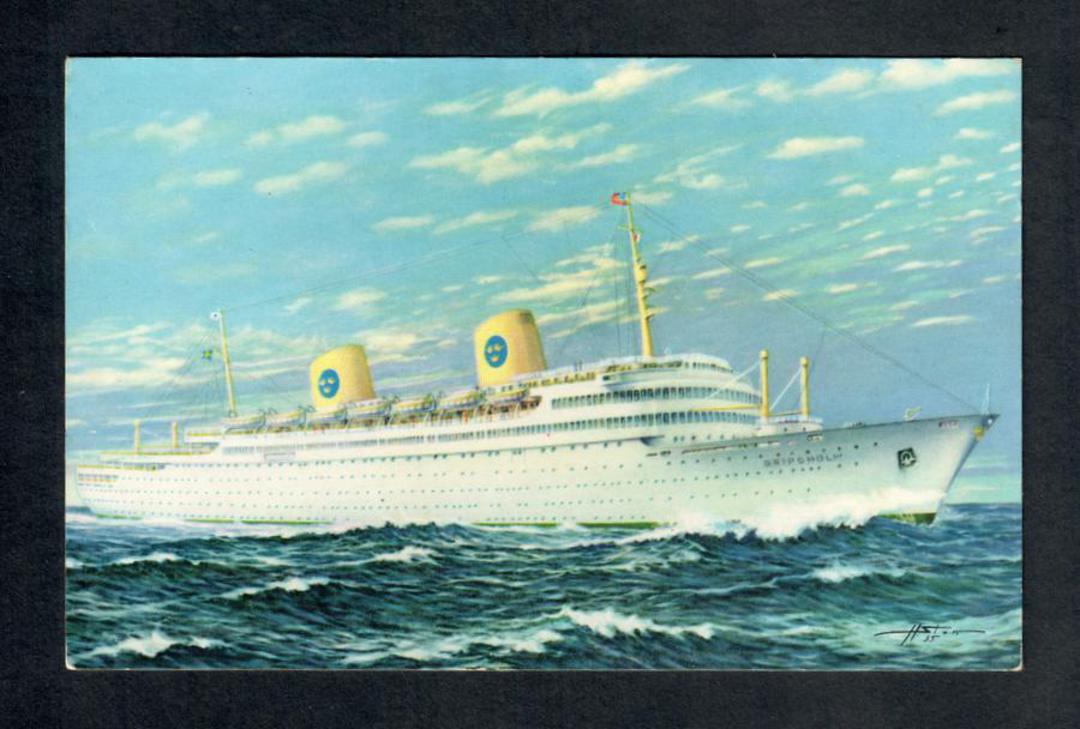 Coloured postcard of Swedish American Line MS Gripsholm. - 40277 - Postcard image 0