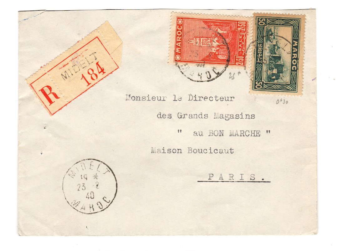 FRENCH MOROCCO 1948 Registered Letter from Midelt to Paris. - 37749 - PostalHist image 0