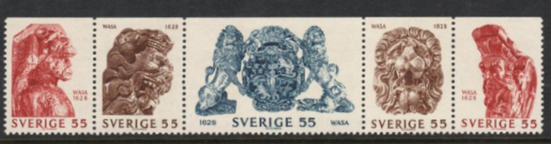 SWEDEN 1969 Warship Wasa. Strip of 5.Incomplete. - 56111 - UHM image 0