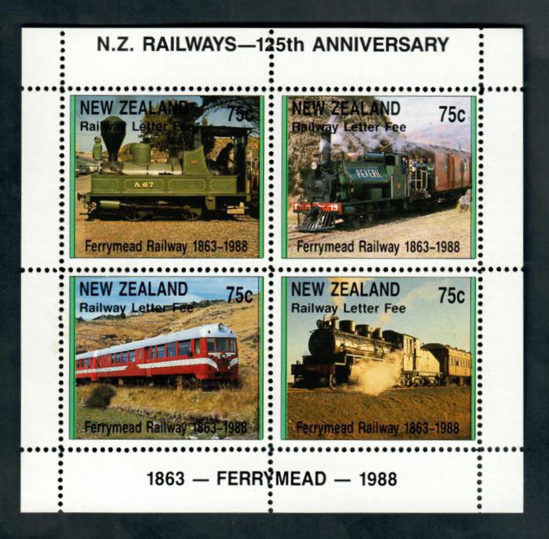 NEW ZEALAND 1988 Ferrymead Railway miniature sheet issued for the 125th Anniversary of New Zealand Railways. - 50127 - FU image 0