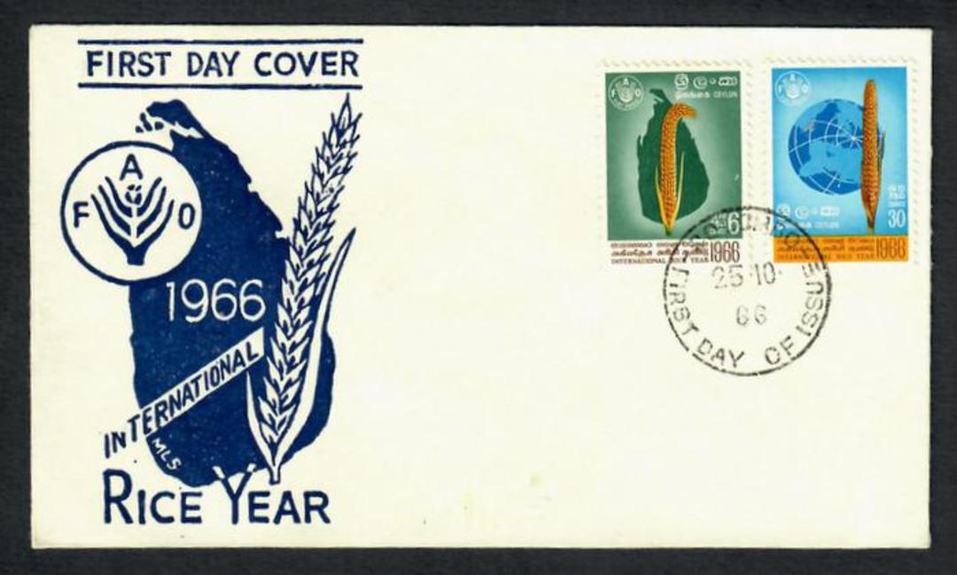 CEYLON 1966 International Rice Year. Set of 2 on first day cover. - 30681 - PostalHist image 0