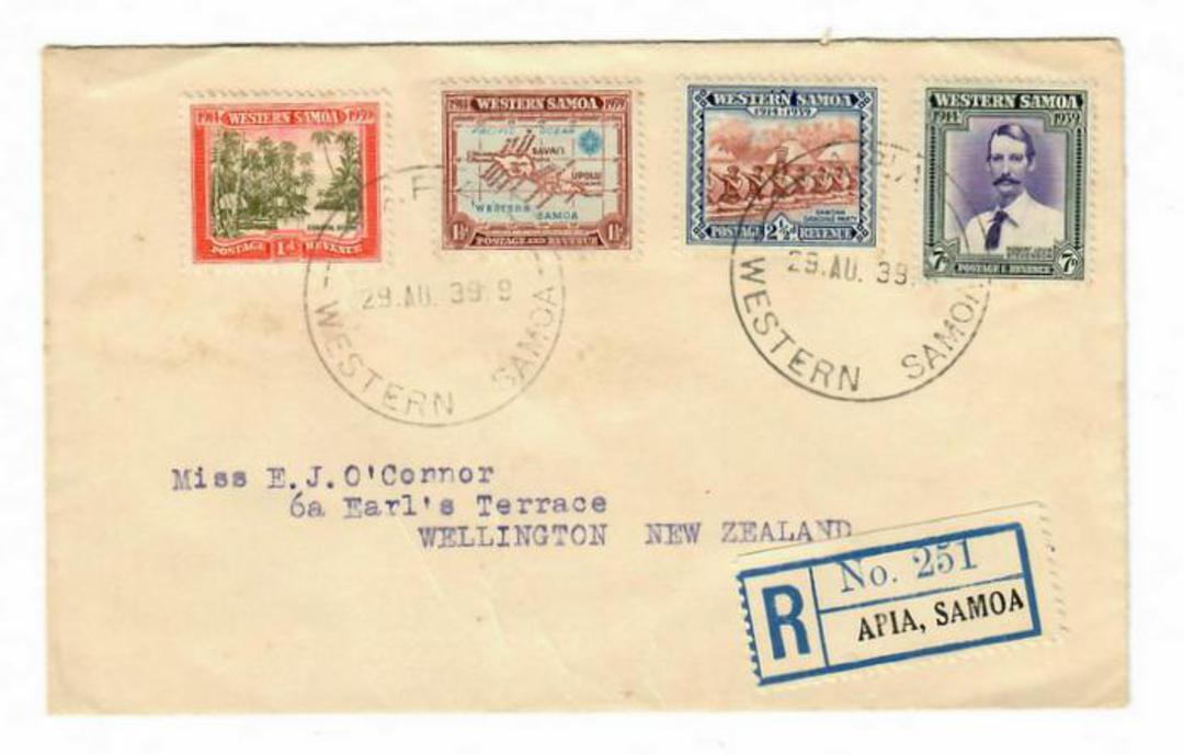 SAMOA 1939 25th Anniversary of New Zealand Control. Set of 4 on first day cover. Registered. - 30549 - PostalHist image 0
