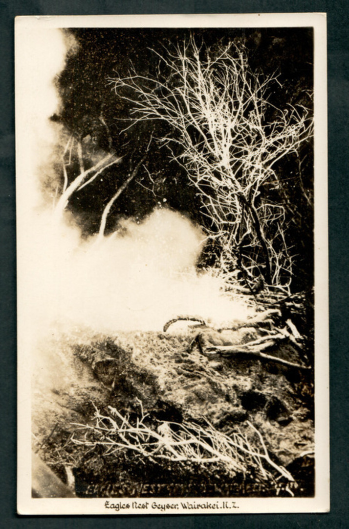 Real Photograph by A B Hurst & Son of Eagles Nest Geyser Wairakei. - 46731 - Postcard image 0