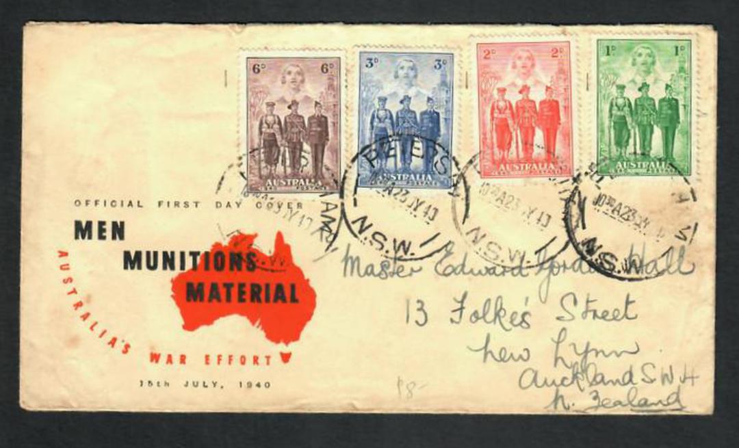 AUSTRALIA 1940 War Effort. Set of 4 on first day cover. - 32245 - FDC image 0