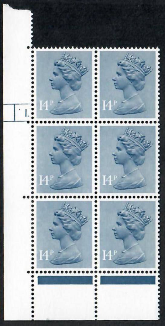 GREAT BRITAIN 1981 Elizabeth 2nd Machin 14p Grey-Blue. Cylinder Block 1 with Dot. Phosphorised paper. - 24422 - UHM image 0