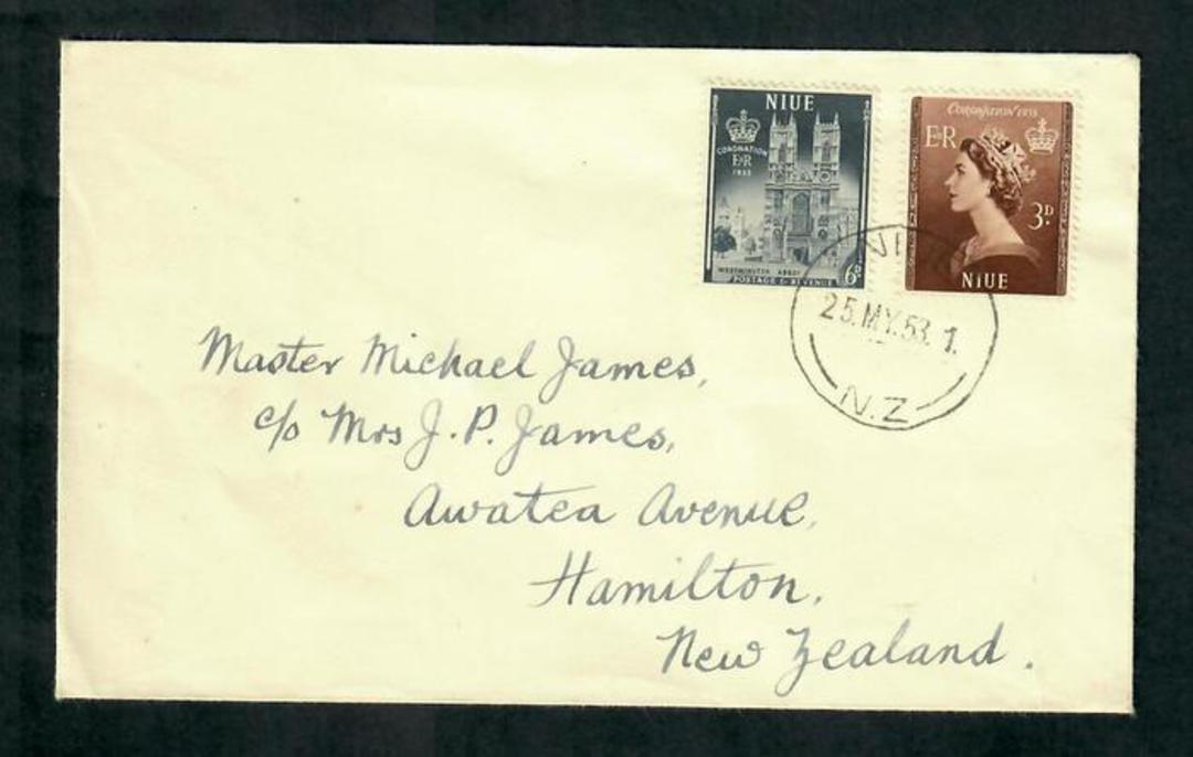 NIUE 1953 Coronation. Set of 2 on first day cover. - 30576 - FDC image 0