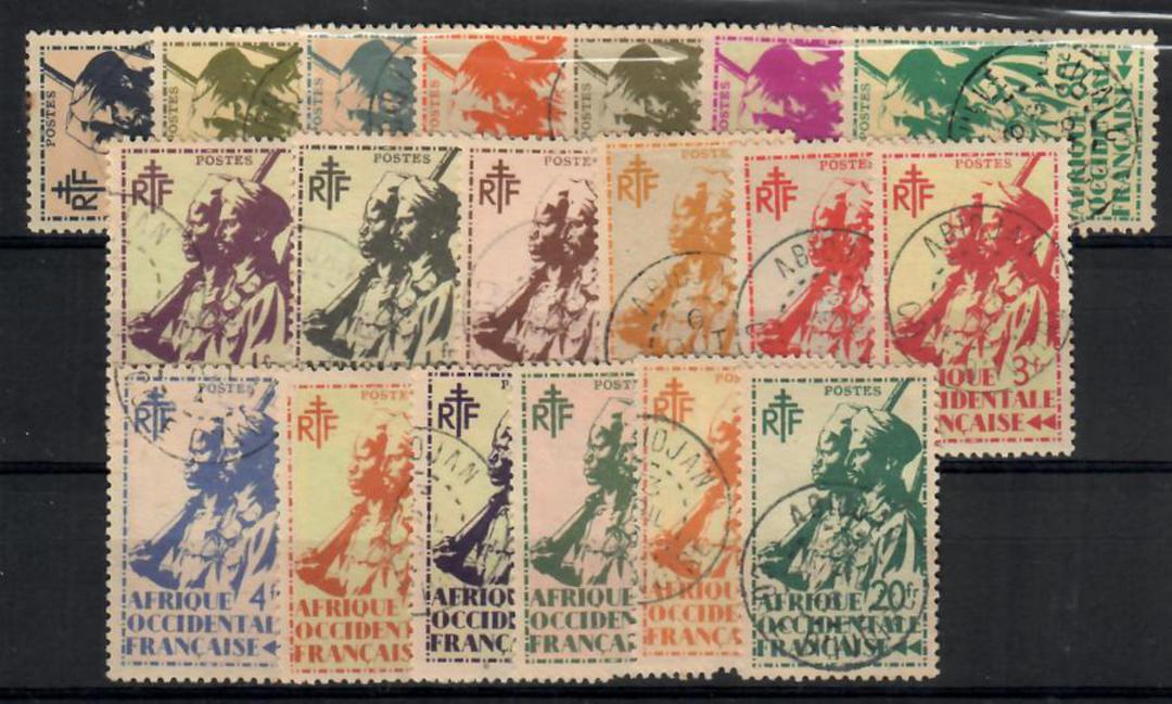 FRENCH WEST AFRICA 1945 Definitives. Set of 19. Very fine. - 22361 - VFU image 0