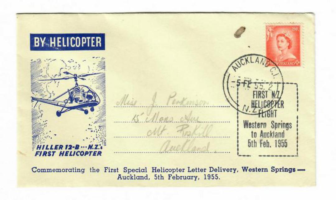 NEW ZEALAND 1955 First New Zealand Helicopter Letter Delivery Western Springs to Auckland. February 1955. - 30168 - PostalHist image 0