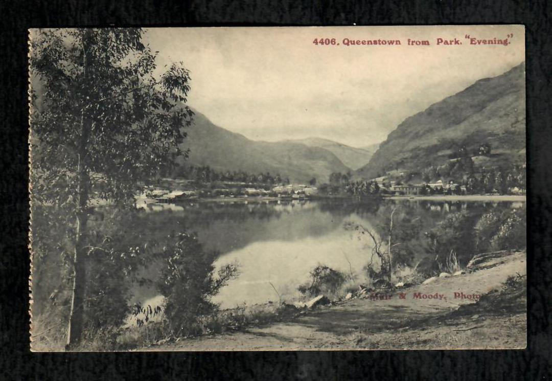 Postcard by Muir and Moodie of Queenstown Lake Wakatipu from the park in the evening. - 249435 - Postcard image 0